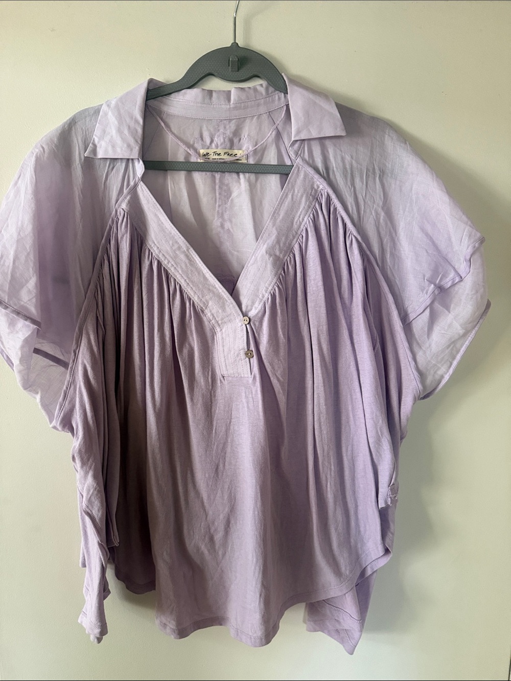 We The Free Soft Lavender V-Neck Gathered Tunic